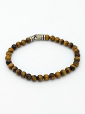Men’s Tiger’s Eye Bead Bracelet Sterling Silver Handmade Spiritual Jewelry picture