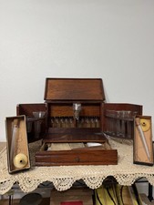 Antique Oak Apothecary Doctor travel cabinet with equipment 1890 medical picture