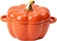 Dutch Oven Pot with Lid, Pumpkin Pottery Dessert Saucepan, Mini Baking Dish Cute picture