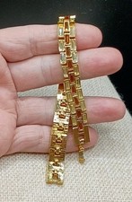 Vintage Nolan Miller Tennis Bracelet Rhinestone Baguette Gold Plated Panther QVC picture