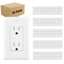 50Pack Outlet Socket, Decora Duplex Receptacle 15 Amp, 125 Volt Tamper Resistant picture