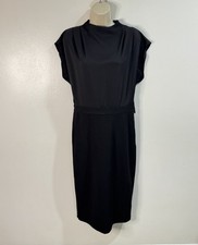 NWT Express Dress M Black Pencil Sheath High Neck Minimalist Career Cocktail picture