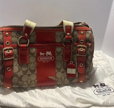 Coach Heritage Stripe XL Zip Satchel K0769-11564 READ With Dust Bag picture