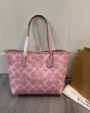 COACH City Tote Bag Signature Canvas Powder Pink CAL49 Outlet NEW picture