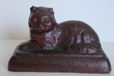 RARE 19th Century Laying Cat Recumbent Style Sewer Tile Pottery Figurine -5 5/8