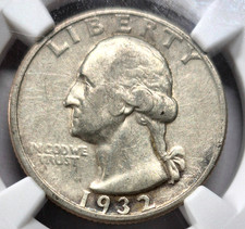 1932-D (MISLABELED) Washington 90% Silver Quarter NGC XF Details Super Key Date picture
