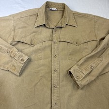 Vintage Cowboy's Only Western XLButton-Up Brown/Tan Shirt Size Large Made In USA picture