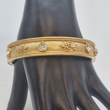 Vtg 1993 Elizabeth Taylor Avon LOVE BLOOMS Bangle Bracelet Signed Matte Gold 8