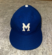 Ebbets Field Blue Solid Baseball Cap Men's Fitted Hat Size picture