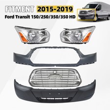 2015-2019 Ford Transit-150 Front Bumper Cover Grill Chrome Halogen Headlight Kit picture