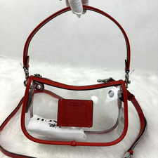 Coach Stadium Swinger Crossbody Bag In Clear PVC with Dust Bag CBH13 Red NWT picture