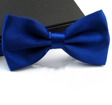 Royal Blue Pre-Tied Bow Tie for Men, Satin Tuxedo Accessory with Adjustable Band picture