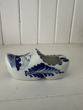 Vintage Dutch Delft Holland Hand Painted Windmill Ceramic Clog Shoe Ashtray 5