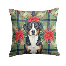Greater Swiss Mountain Dog Christmas Poinsettias Throw Pillow - For Pets picture