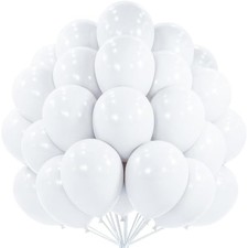 PartyWoo White Balloons 100pcs 12 Inch Latex Helium White Balloons picture