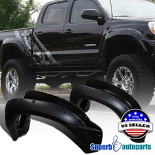 Fits 2012-2015 Toyota 12-15 Tacoma 4PC Black Sporty Pocket Rivet Fender Flares picture