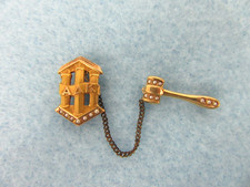 RARE Vintage 1940s Alpha Delta Kappa 10K Gold Seed Pearl Sorority Pin with Gavel picture