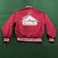 Vintage 60S Chain Stitch Jacket Mens M Red 70S Satin Bomber Coat USA MADE picture