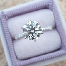 1.99Ctw Round Brilliant Moissanite 4-Prong Engagement Ring 14K White Gold Plated picture