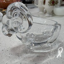 Vintage French Crystal Ram Ashtray Mid Century Vannes Le Châtel Trinket Dish picture
