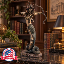 14.1-Inch Furious Medusa Bronze Finish Resin Statue - Hand-Painted Artistry picture