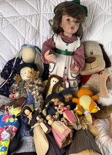 Vtg Doll & Sewing Estate Lot Laura Ingalls Missouri Corn Husk Creations Wigs etc picture