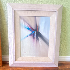 GUEZ Signed OOAK Abstract Original Mid-Century Framed Canvas Painting 24x20 in picture