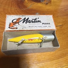 Martin 5M-15 Vintage Wood Plug Perch Fishing Lure w/ Original Box picture