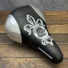 Vintage Mongoose BMX Seat NOS Chrome Wide Loaf Padded Mid School picture