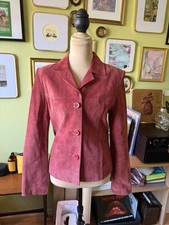 Vintage Anonymous John Carlisle Womens Red Suede Leather Jacket Small Y2K picture