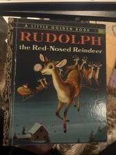 1958 Rudolph the Red Nosed Reindeer Little Golden Book Richard Scarry Vintage picture