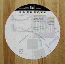 Dual 1219/1229/1229Q/1249 Turntable Tonearm Cartridge Alignment Protractor picture