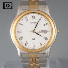 Seiko SQ 5Y23-7080 [US Stock] Vintage Day/Date Roman Dial Quartz Mens Watch Good picture