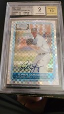 EVAN LONGORIA 2006 BOWMAN CHROME RC  XFRACTOR Rays AUTO #157/225 Mint 9 BGS picture