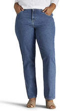 Lee 100% Cotton Relaxed Fit Straight Leg Jeans Women 22W‎ Long NEW $35  picture