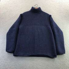 Vintage GAP Sweater Mens Extra Large Navy Blue Lambswool Fisherman Heavy Chunky picture