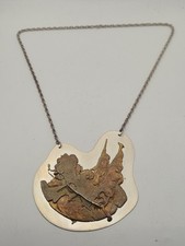 Sterling & Copper Modernist/Brutalist Design Custom Large Pendant Necklace picture