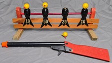 Vintage 1940s Jaymar Crow Shoot Game WORKING Daisy Cork Gun & Wooden Target picture