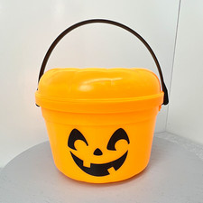 Vtg 1986 McDonalds Halloween Boo Bucket Pumpkin McPunk'n Happy Meal Pail W/ Lid  picture