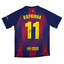 Autographed/Signed Raphinha FC Barcelona Blue #11 Jersey Beckett BAS COA picture