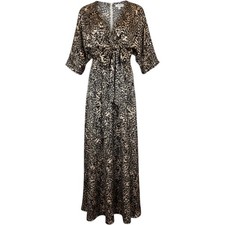 Baltic Born Black Tan Morlana Tie Front Maxi Dress Small New with Tags picture