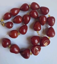 Vintage Cherry Amber Bakelite Catalin Necklace Teardrop Beads 60.80g Tested picture
