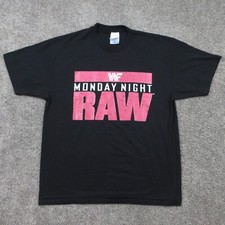 Vintage WWF Shirt Mens Extra Large Black Monday Night Raw 1992 Titan Sports USA picture