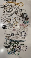 Vintage Catholic Lot Of Medals Pendants Necklace Rosary Jewelry Bracelet picture