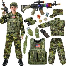 Metemot Kids Army Costume for Boys, Military Soldier Costume with Army Toys, ... picture