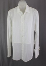 Craig Taylor Men's Off White Semi Sheer Button Down Long Sleeve Top Size Small picture