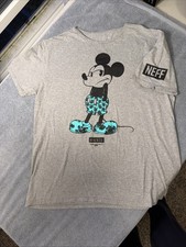NEFF Disney Mickey Mouse Tropical Graphic T-Shirt Mens Size L Gray And Teal picture