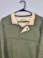 Orvis Men’s Heathered Olive Green Quarter Snap Fleece Pullover Size XL picture