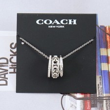 NWT Coach Signature Metal Openworks Necklace Silver Tone picture