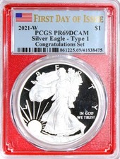 2021-W $1 1oz Silver American Eagle PR69DCAM PCGS Congratulations Set picture